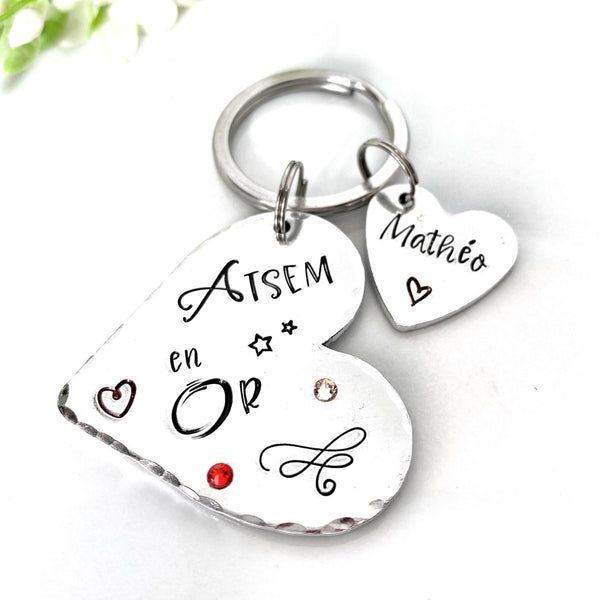 Porte Clé ATSEM, Cadeau ATSEM, Porte Clé Personnalisé, Idée cadeau Maîtresse