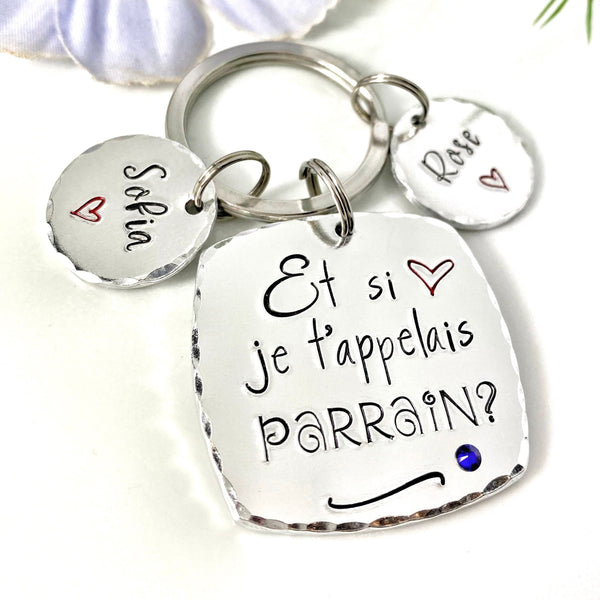 Cadeau Demande Parrain, Porte Clé Parrain, Personnalisé, Et si je t'appelais Parrain?