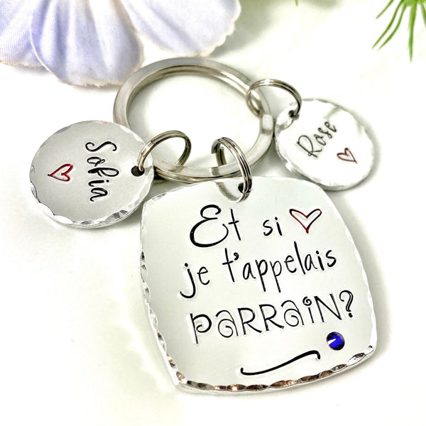 Cadeau Demande Parrain, Porte Clé Parrain, Personnalisé, Et si je t'appelais Parrain?