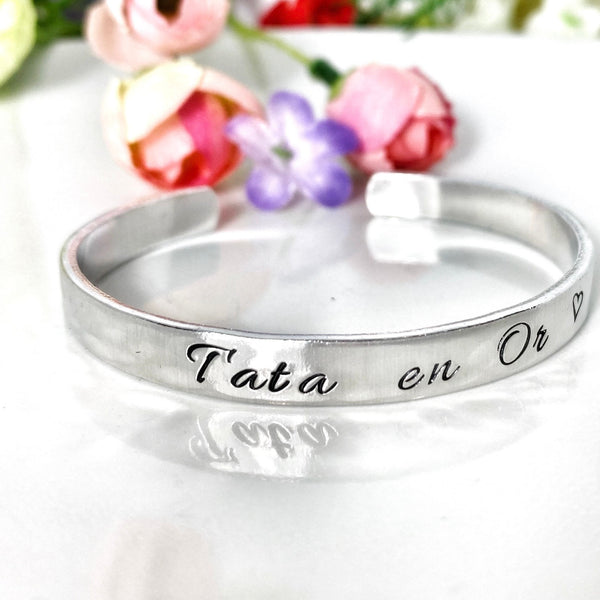 Cadeau Tata Tatie, Bracelet Jonc Tata, Idée Tata , Tata d'amour
