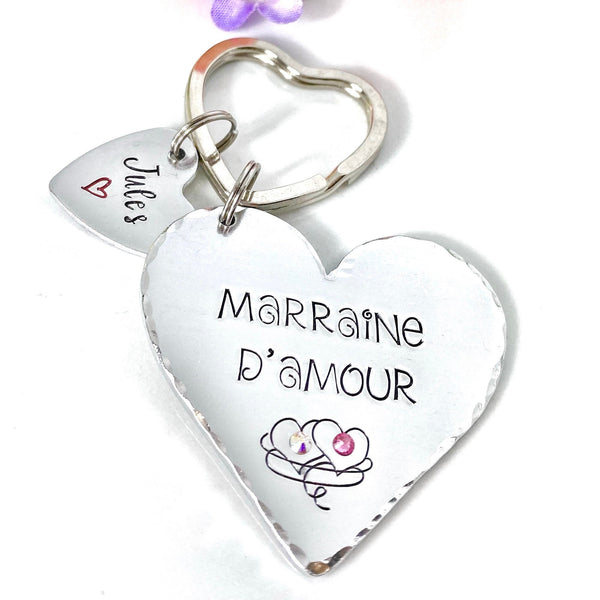 Demande Marraine, Porte-Clé Marraine Adorée, Cadeau Baptême Marraine, Marraine en Or, Bijoux Marraine