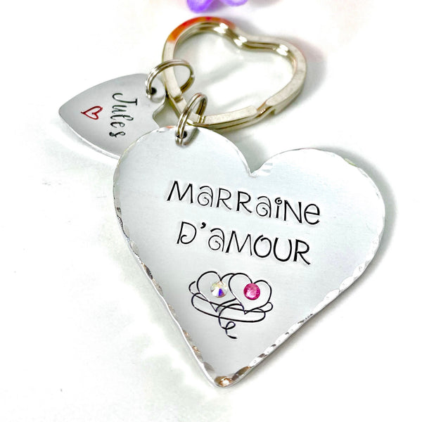 Demande Marraine, Porte-Clé Marraine Adorée, Cadeau Baptême Marraine, Marraine en Or, Bijoux Marraine
