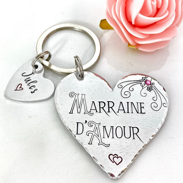 Demande Marraine, Porte-Clé Marraine Adorée, Cadeau Baptême Marraine, Marraine d'Amour, Bijoux Marraine
