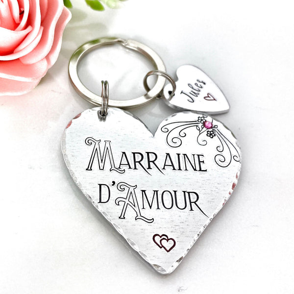 Demande Marraine, Porte-Clé Marraine Adorée, Cadeau Baptême Marraine, Marraine d'Amour, Bijoux Marraine