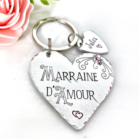 Demande Marraine, Porte-Clé Marraine Adorée, Cadeau Baptême Marraine, Marraine d'Amour, Bijoux Marraine