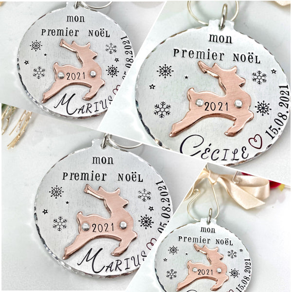 Décoration Premier Noël, Boule de Noël Personnalisée, Souvenir Premier Noël