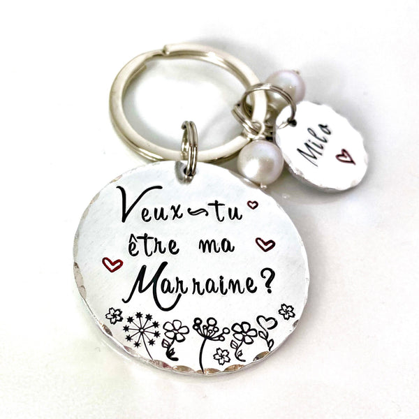 Porte Clé Marraine, Veux-tu être ma Marraine?, Cadeau Demande Marraine