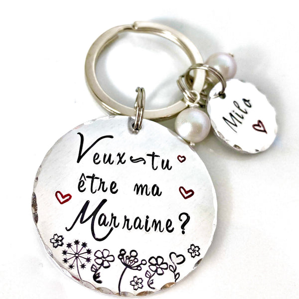 Porte Clé Marraine, Veux-tu être ma Marraine?, Cadeau Demande Marraine