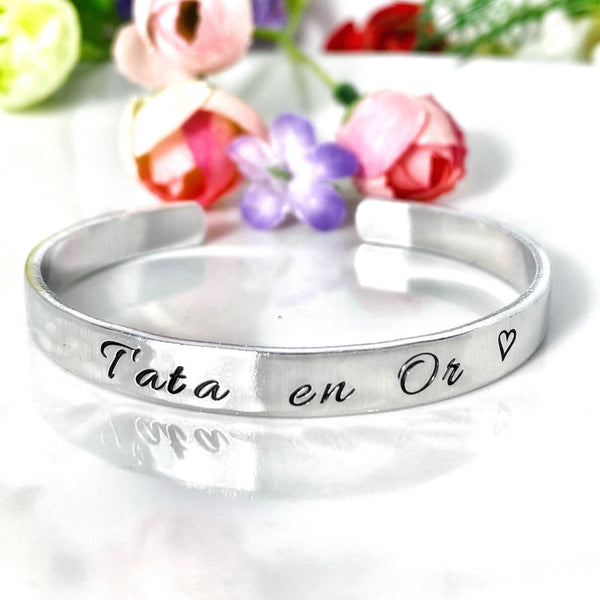 Cadeau Tata Tatie, Bracelet Jonc Tata, Idée Tata , Tata d'amour