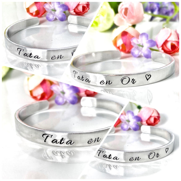 Cadeau Tata Tatie, Bracelet Jonc Tata, Idée Tata , Tata d'amour