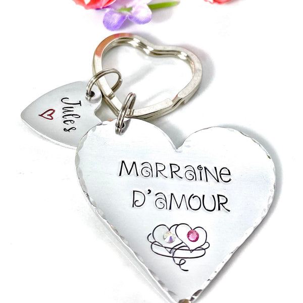 Demande Marraine, Porte-Clé Marraine Adorée, Cadeau Baptême Marraine, Marraine en Or, Bijoux Marraine