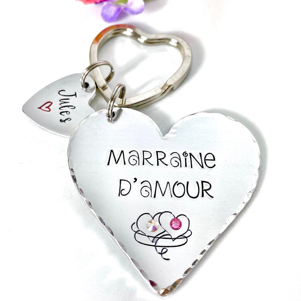 Demande Marraine, Porte-Clé Marraine Adorée, Cadeau Baptême Marraine, Marraine en Or, Bijoux Marraine