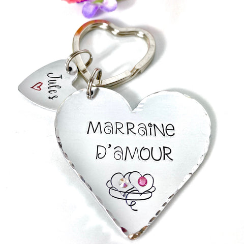 Demande Marraine, Porte-Clé Marraine Adorée, Cadeau Baptême Marraine, Marraine en Or, Bijoux Marraine
