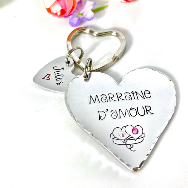 Demande Marraine, Porte-Clé Marraine Adorée, Cadeau Baptême Marraine, Marraine en Or, Bijoux Marraine