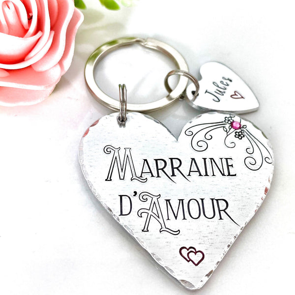 Demande Marraine, Porte-Clé Marraine Adorée, Cadeau Baptême Marraine, Marraine d'Amour, Bijoux Marraine