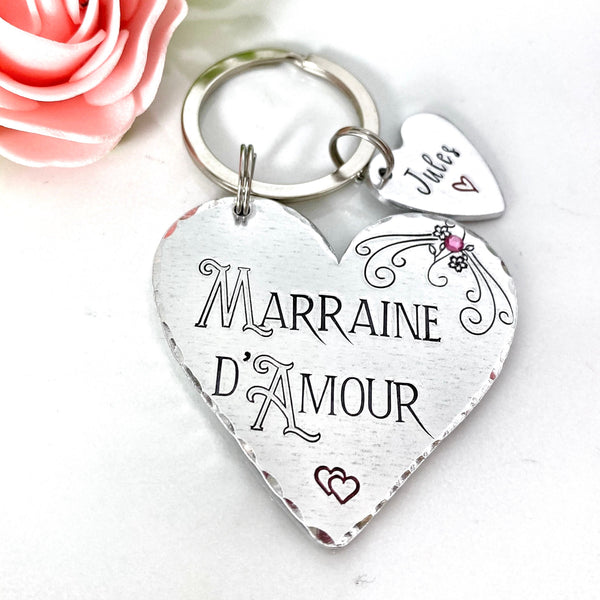 Demande Marraine, Porte-Clé Marraine Adorée, Cadeau Baptême Marraine, Marraine d'Amour, Bijoux Marraine