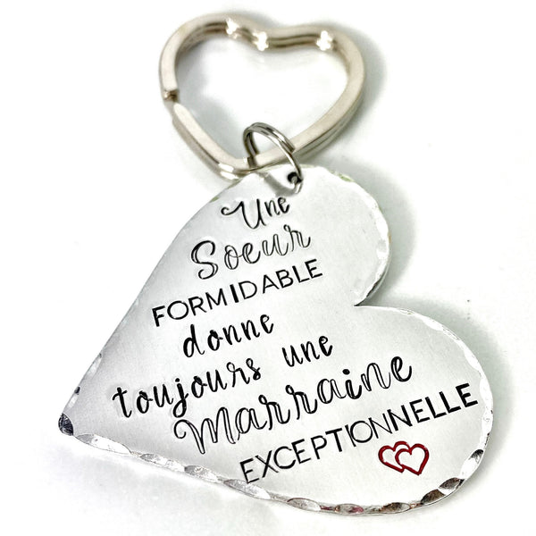 Cadeau Marraine Soeur - Porte clef Marraine - Annonce Marraine