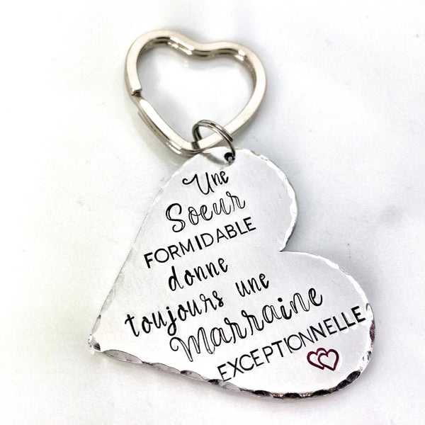 Cadeau Marraine Soeur - Porte clef Marraine - Annonce Marraine