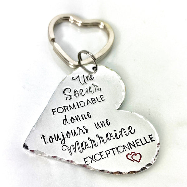 Cadeau Marraine Soeur - Porte clef Marraine - Annonce Marraine
