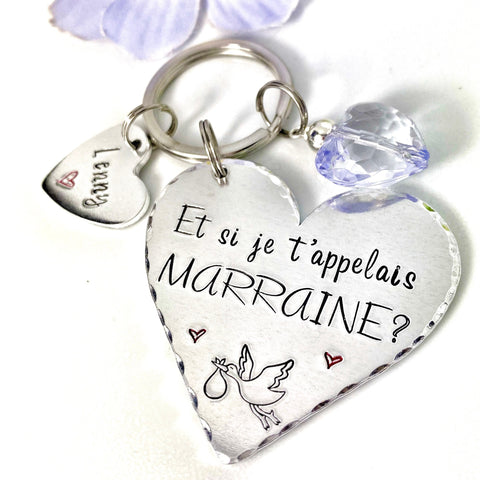 Demande Marraine, Porte-Clé Marraine, Cadeau Baptême Marraine, Et si je t'appelais Marraine, Bijoux Marraine