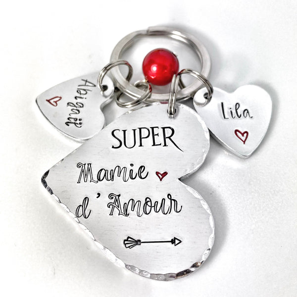 Porte Clé Personnalisé pour Mamie, Cadeau Fête des Grand-Mères