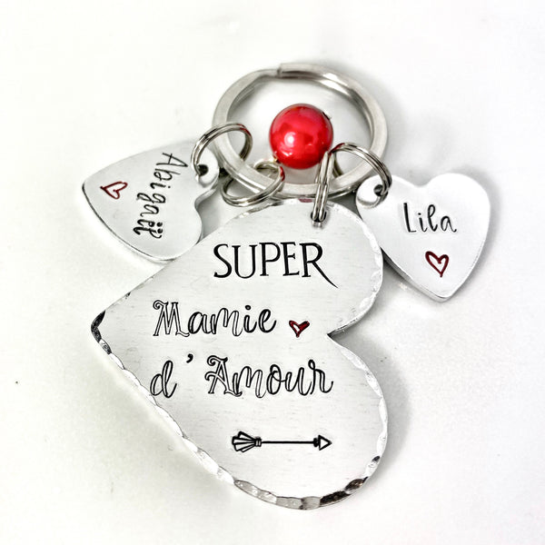Porte Clé Personnalisé pour Mamie, Cadeau Fête des Grand-Mères