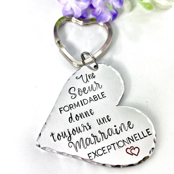 Cadeau Marraine Soeur - Porte clef Marraine - Annonce Marraine