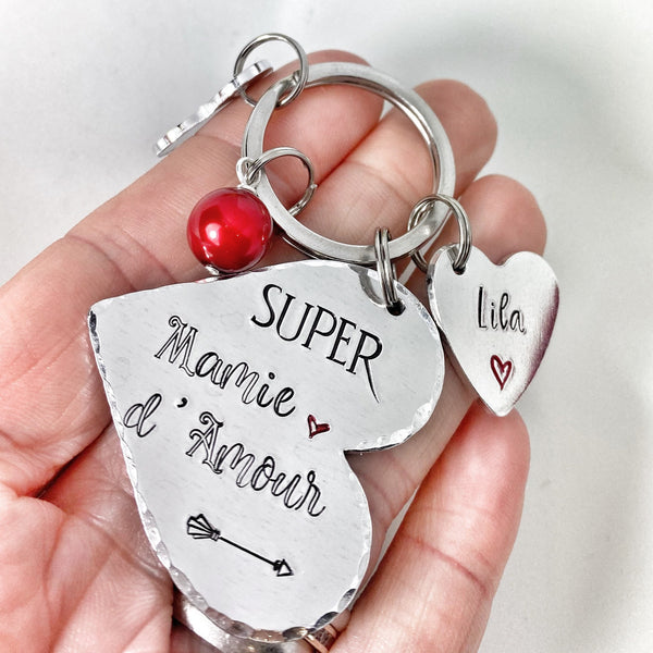 Porte Clé Personnalisé pour Mamie, Cadeau Fête des Grand-Mères