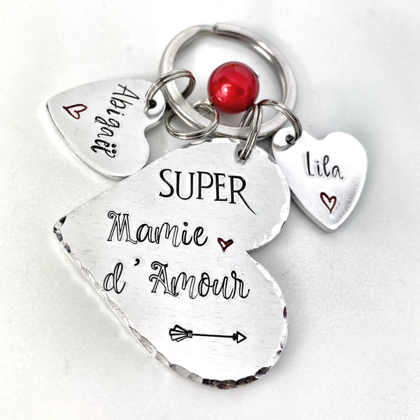 Porte Clé Personnalisé pour Mamie, Cadeau Fête des Grand-Mères