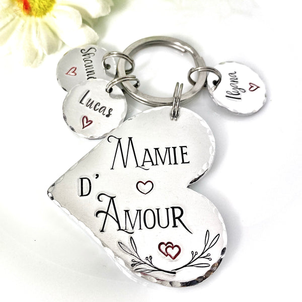 Porte Clé Mamie d'Amour - Cadeau Personnalisé pour Mamie - Idée Fête des Grand-Mères