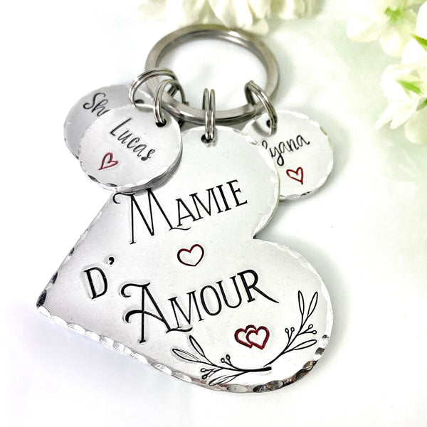 Porte Clé Mamie d'Amour - Cadeau Personnalisé pour Mamie - Idée Fête des Grand-Mères