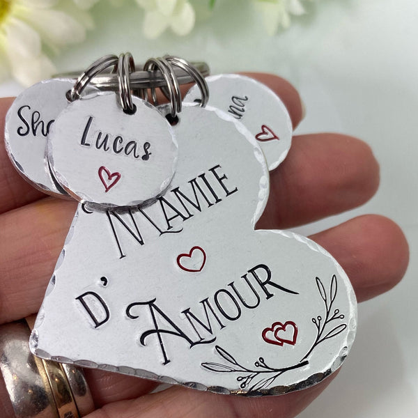 Porte Clé Mamie d'Amour - Cadeau Personnalisé pour Mamie - Idée Fête des Grand-Mères