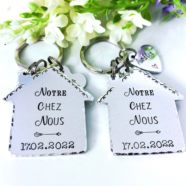 Porte Clé Gravé Notre Chez Nous, Porté Clé Les Clés de Chez Nous, Porte Clé Personnalisé, Idée Cadeau Nouvelle Maison
