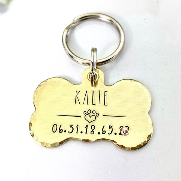 Médaille Personnalisée pour Chien, Os en Laiton, Médaillon Gravé, Couleur Or