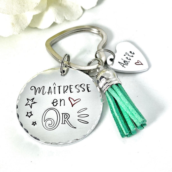 Porte Clé Gravé Personnalisé, Cadeau Maîtresse, Porte Clé Maîtresse, Merci Maîtresse, Maîtresse en Or