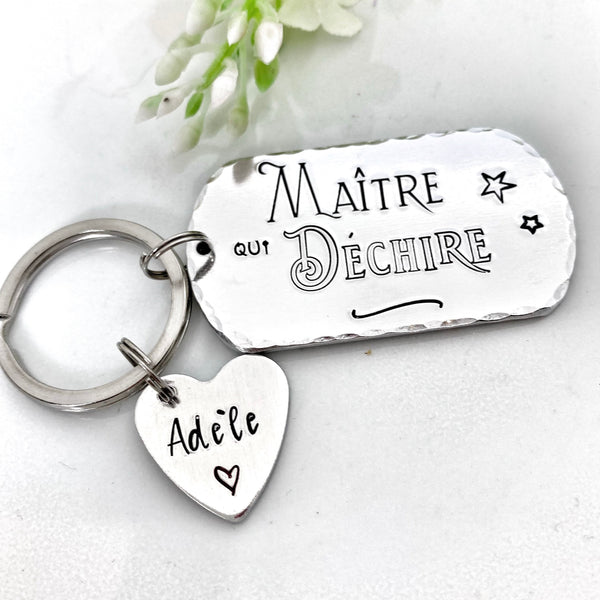 Porte Clé Maître, Cadeau Maître, Porte Clé Enfant Maître, Merci Professeur, Maître qui Déchire, Merci Maître