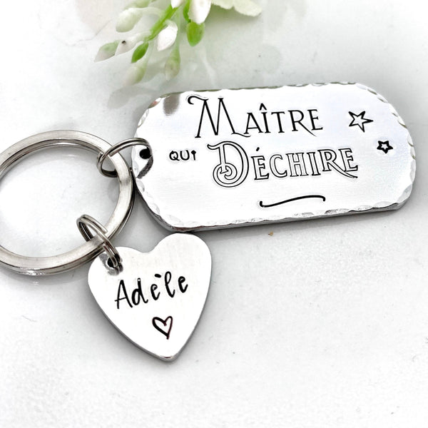 Porte Clé Maître, Cadeau Maître, Porte Clé Enfant Maître, Merci Professeur, Maître qui Déchire, Merci Maître