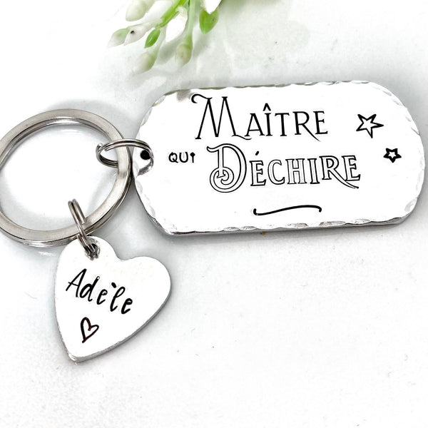 Porte Clé Maître, Cadeau Maître, Porte Clé Enfant Maître, Merci Professeur, Maître qui Déchire, Merci Maître