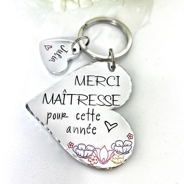 Porte Clé Gravé Personnalisé, Cadeau Maîtresse, Porte Clé Maîtresse, Super Maitresse, Merci Maîtresse, Idée Maitresse