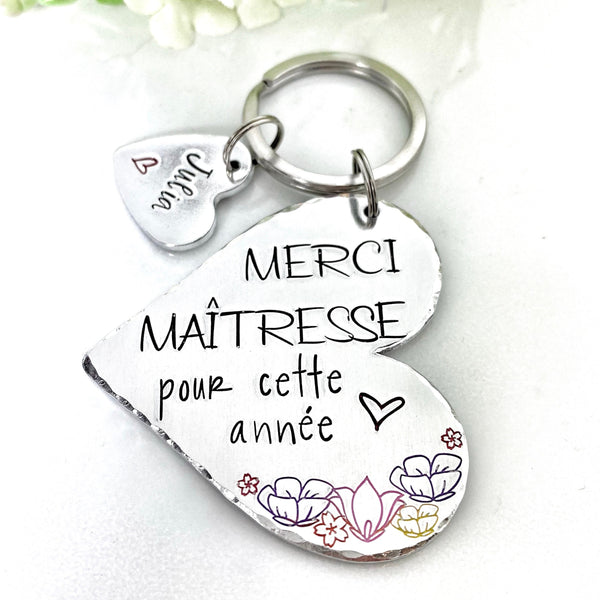 Porte Clé Gravé Personnalisé, Cadeau Maîtresse, Porte Clé Maîtresse, Super Maitresse, Merci Maîtresse, Idée Maitresse