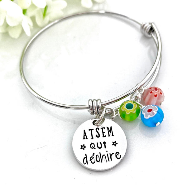 Bracelet Gravé ATSEM, Cadeau ATSEM, Bracelet ATSEM, Bijoux Enseignant