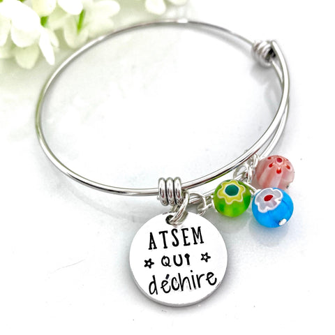 Bracelet Gravé ATSEM, Cadeau ATSEM, Bracelet ATSEM, Bijoux Enseignant