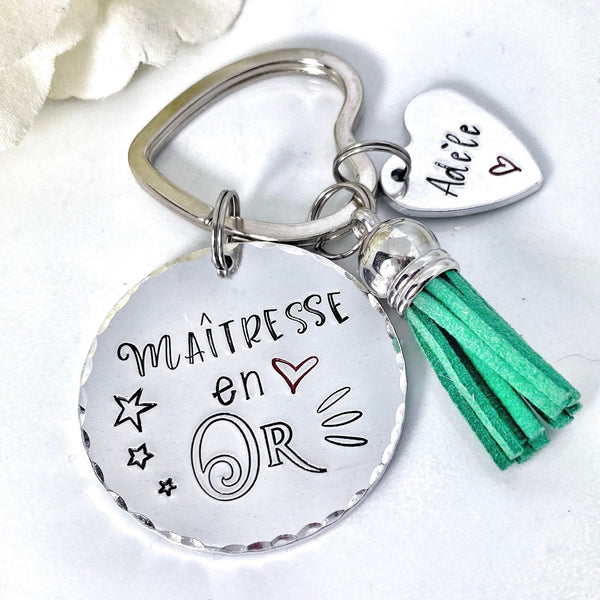 Porte Clé Gravé Personnalisé, Cadeau Maîtresse, Porte Clé Maîtresse, Merci Maîtresse, Maîtresse en Or