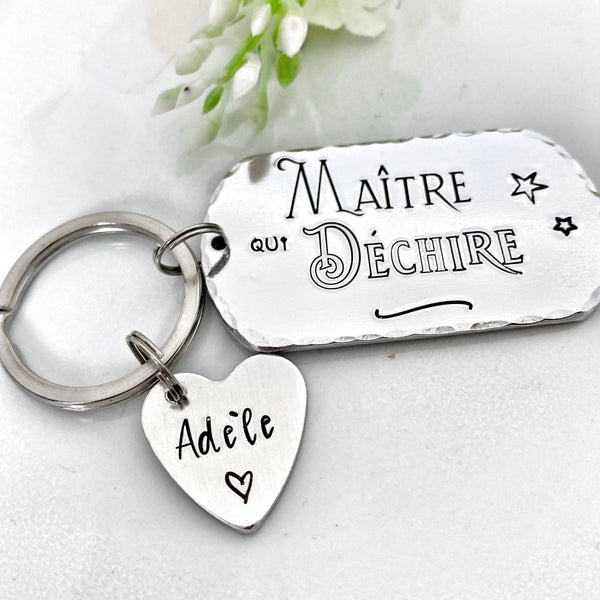 Porte Clé Maître, Cadeau Maître, Porte Clé Enfant Maître, Merci Professeur, Maître qui Déchire, Merci Maître