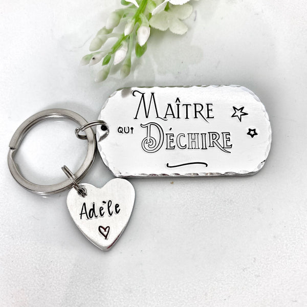 Porte Clé Maître, Cadeau Maître, Porte Clé Enfant Maître, Merci Professeur, Maître qui Déchire, Merci Maître
