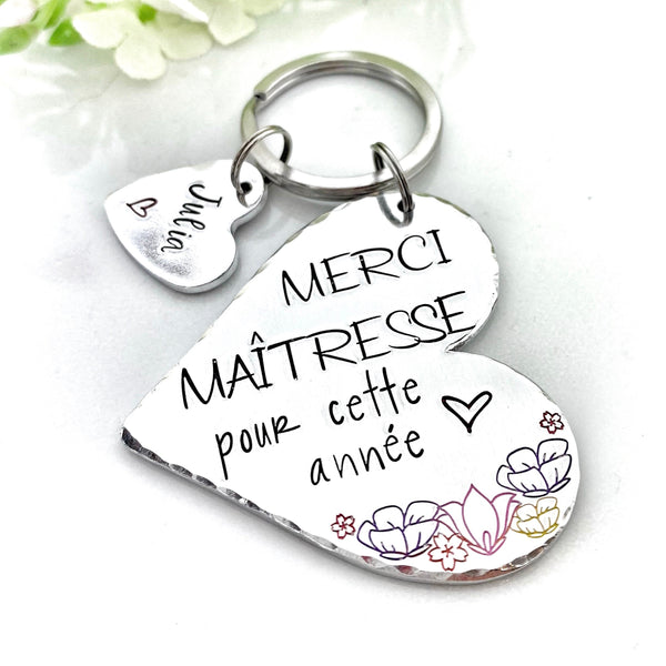Porte Clé Gravé Personnalisé, Cadeau Maîtresse, Porte Clé Maîtresse, Super Maitresse, Merci Maîtresse, Idée Maitresse