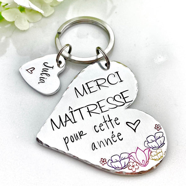 Porte Clé Gravé Personnalisé, Cadeau Maîtresse, Porte Clé Maîtresse, Super Maitresse, Merci Maîtresse, Idée Maitresse