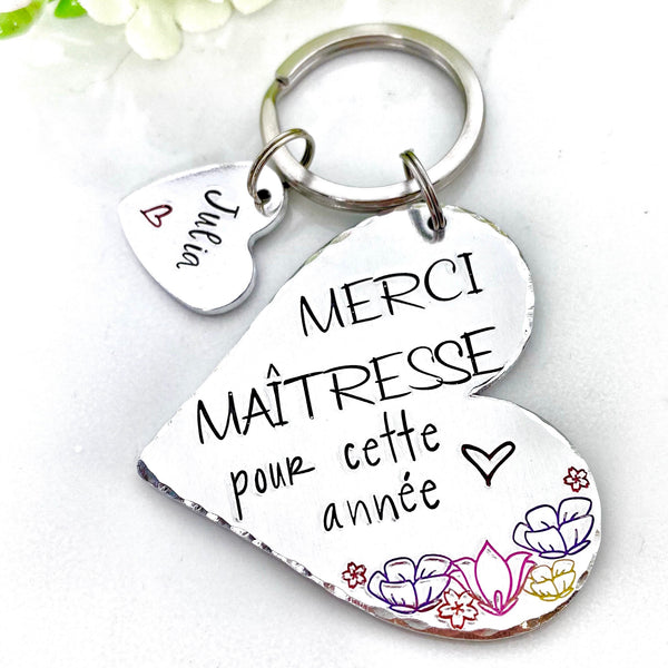 Porte Clé Gravé Personnalisé, Cadeau Maîtresse, Porte Clé Maîtresse, Super Maitresse, Merci Maîtresse, Idée Maitresse
