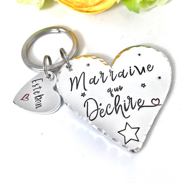 Marraine qui Déchire, Demande Marraine, Porte-Clé Marraine, Cadeau Baptême Marraine, Marraine Formidable, Bijoux Marraine