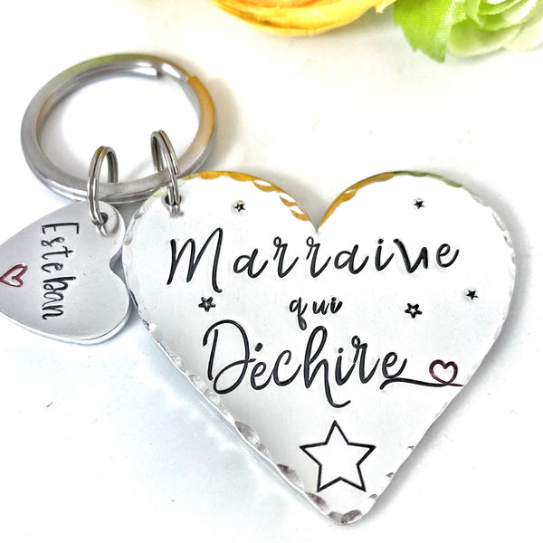 Marraine qui Déchire, Demande Marraine, Porte-Clé Marraine, Cadeau Baptême Marraine, Marraine Formidable, Bijoux Marraine